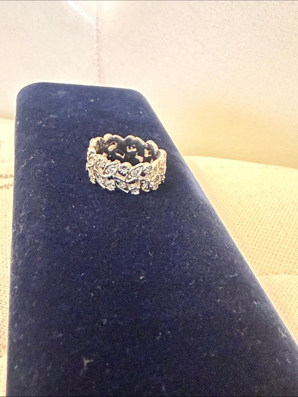 Silver-Tone Crystal Floral Band Ring - Women's Jewelry